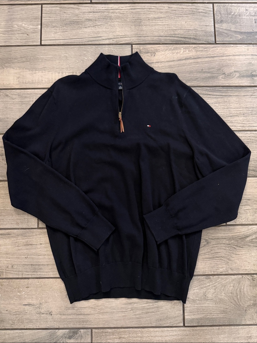 Tommy Hilfiger Men's Navy Half-Zip Mock Neck Sweater